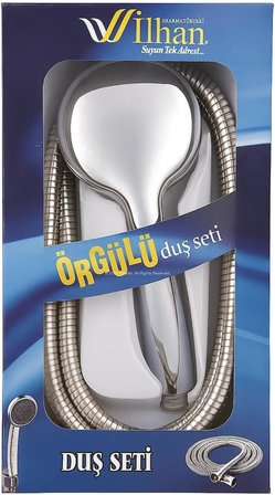 İ̇Lhan Örgülü Duş Seti, 3 Fonksiyonlu Akış, 360 Derece Krom Spiral, Çift Kenetli 1/2 Bağlantılı Hortum, Kirece, Bükülmeye Ve Yüksek Basınca Dayanıklı, Kolay Montaj, Duş Takımı