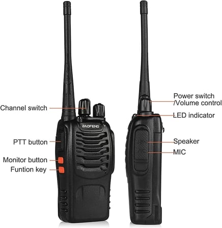 BF-888S 5W Çift Bantlı, 16 Kanal, Flaş Işıklı, Acil Durum Alarmı, Programlanabilir, Arama Kurtarma/Güvenlik/Haberleşme El Telsizi (BF-888S)