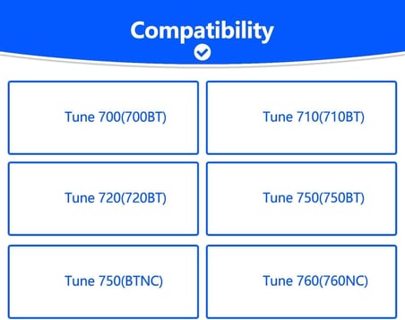 JBL Tune 700 (700BT)/710(710BT)/720(720BT)/750(750BT,750BTNC) kulaklık için yedek kulak yastığı, JBL Tune 760(760NC)/770(770NC), yumuşak deri (siyah)