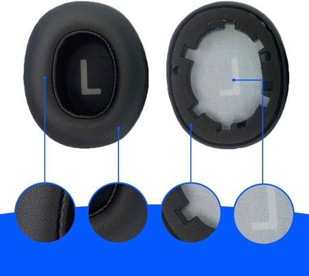 JBL Tune 700 (700BT)/710(710BT)/720(720BT)/750(750BT,750BTNC) kulaklık için yedek kulak yastığı, JBL Tune 760(760NC)/770(770NC), yumuşak deri (siyah)
