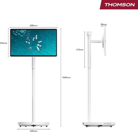 Thomson Go Plus Pro 27" Full Hd 100 Hz Dokunmatik Ekranlı Taşınabilir Akıllı Monitör, Android İşletim Sistemi, Dahili Batarya, Dahili Kamera, Subwoofer, Wi-Fi 6, Beyaz