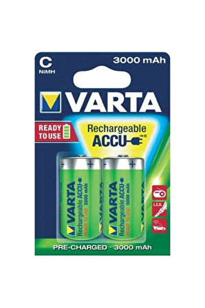 Özel Satış-varta 3000mah Şarjlı C Size Orta Boy Pil 2li