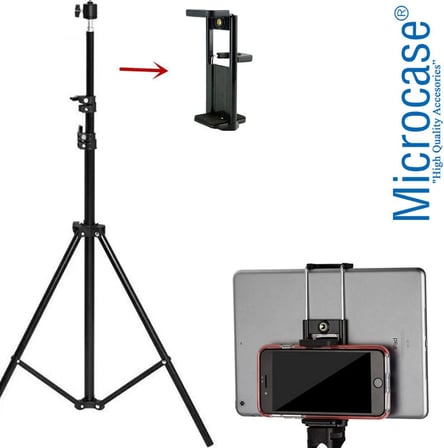 3 Ayak Sabitleyici Alüminyum Cep Telefonu Tablet Kamera DSLR Tripodu 201 cm - AL2507