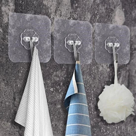 İpek Yıldızı® Süper Güçlü Yapışkanlı Suya Dayanıklı Şeffaf Askı 5li Set Yeniden Kullanılabilir Kancalar