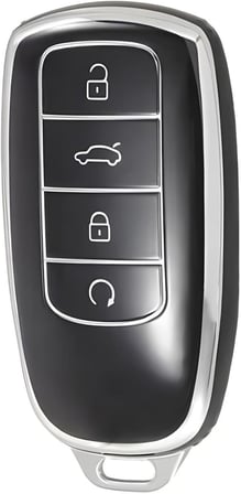AutoHan Keys Chery Tiggo 8 Pro, Omoda 5, Tiggo 7 Avantgarde Araç Anahtarı Koruma Kılıfı, Siyah-Gümüş