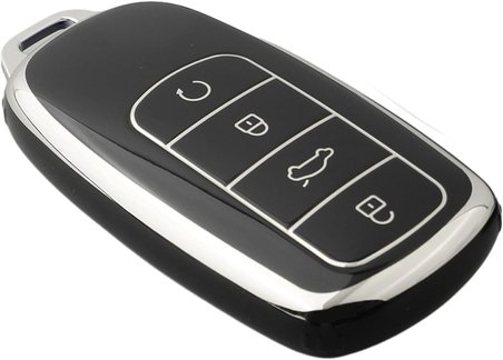 AutoHan Keys Chery Tiggo 8 Pro, Omoda 5, Tiggo 7 Avantgarde Araç Anahtarı Koruma Kılıfı, Siyah-Gümüş