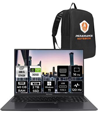 ASUS Vivobook 16X K3605ZC i5 12450H 40GB 2TB SSD RTX3050 16'' FHD W11HOME N1013W & PER4 ÇANTA
