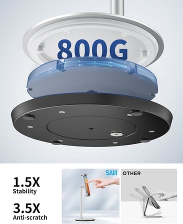 SAIJI Tablet Standı Tutucu, Ayarlanabilir Telefon Standı, 360 Derece Döner, Alüminyum Alaşımlı Cradle Masaüstü Tutucu 4.7"-12.9" Ekran Telefonları için (Gümüş)