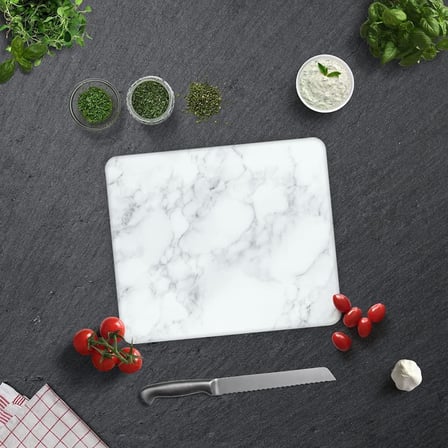 Cam Kesme Tahtası Panosu 25 X 35 Kırılmaya Isıya Çizilmeye Dayanıklı Antibakteriyel Doğal Kesme Tablası Mermer Design