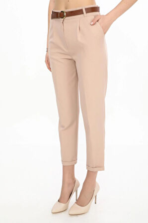 Belizzia BEL LASTİKLİ KEMERLİ DUBLE PAÇA KADIN PANTOLON