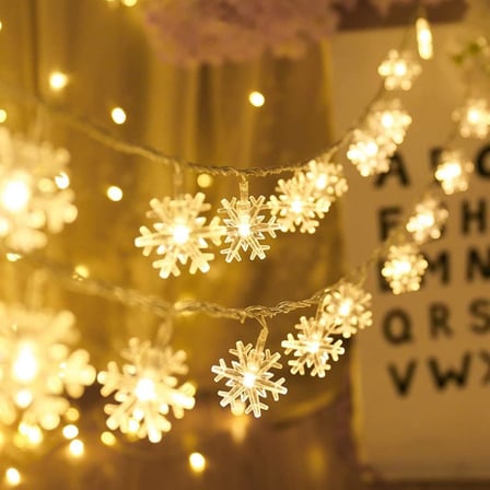 5 metre Led Işıklı 28'li Kar Tanesi Işık Zinciri Dekoratif Pilli Aydınlatma Ev Dekorasyonu Süsleme Salon Oda Merdiven Balkon Süslemeleri için Yılbaşı Eğlence Doğum Günlerine Özel Aydınlatma