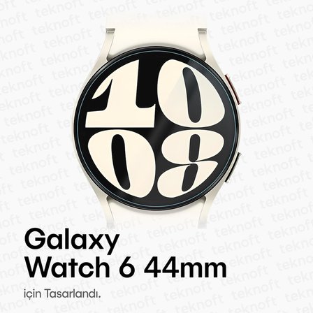 Samsung Galaxy Watch 6 44mm için 2'li Paket (2 Adet) Kolay Kurulum Otomatik Hizalama Aparatlı Şeffaf 9H Sertliğinde Gerçek Temperli Cam Ekran Koruyucu (Galaxy Watch 6 44mm)