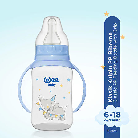Wee Baby Klasik Kulplu PP Biberon 150 ml - MAVİ
