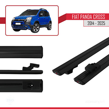 Fiat Panda Cross 2014 ve Sonrası ile Uyumlu BASIC Model Ara Atkı Tavan Barı Siyah 2 Adet