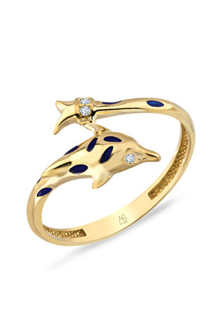 Mineli Altın Yunus Yüzük