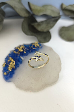 Mineli Altın Yunus Yüzük