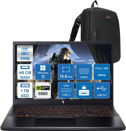 Acer Nitro V15 ANV15 13.nesil Core I7 13620H 48GB 1tb SSD 8GB/RTX5060 75W Gddr7 165Hz IPS Full Hd Freedos Gaming Bilgisayar NHQZAEY001H18+ZETTAÇANTA