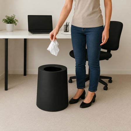 Kapaksız Çöp Kovası 12 Litre, Modern Ofis Mutfak Banyo ve Oda İçin Pratik Tasarımlı Plastik Atık Kutusu, Yuvarlak Dekoratif Çöp Kutusu (Antrasit)