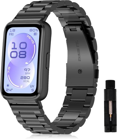 [Stainless Steell] Huawei Band 11/11 Pro ile Uyumlu Çelik Kordon [Kısaltma Aparatlı] Paslanmaya Dayanıklı Huawei Band 11 Kordon Katlanır Tokalı Bakla Model Huawei Band 11 Pro Kordonu
