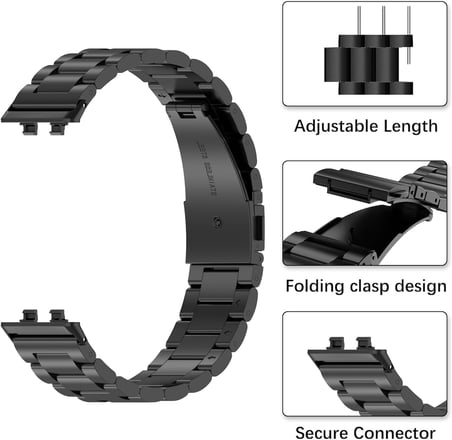 [Stainless Steell] Huawei Band 11/11 Pro ile Uyumlu Çelik Kordon [Kısaltma Aparatlı] Paslanmaya Dayanıklı Huawei Band 11 Kordon Katlanır Tokalı Bakla Model Huawei Band 11 Pro Kordonu