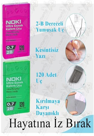 Kalem Ucu 120 li 0.7 mm 2B 3 Paket Noki Çoklu Versatil Kalem Uç Mekanik Uçlu Otomatik Kurşun Kalem Ucu 60 mm Yumuşak