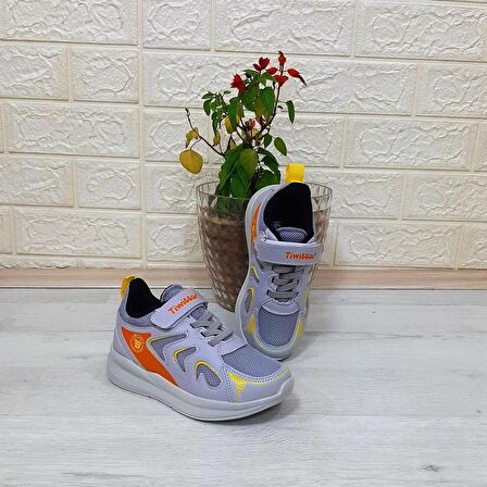 Tiwitto 86924 Gri Sarı Cırtlı Lastikli Erkek Çocuk Spor Ayakkabı