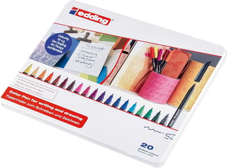 1200 ince uçlu keçeli kalem - 20 parlak renkli set - yuvarlak uçlu 1 mm