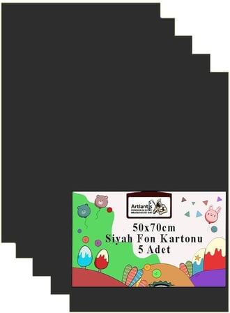 Fon Kartonu 50x70 cm 120 gr 5 Adet 50 * 70 cm Renkli Fon Kartonu Kağıdı 120 Gr Okul Sınıf Etkinlik Kreş Okul Öncesi Siyah