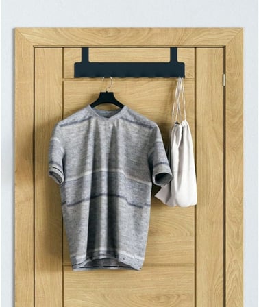 Metal Mat Siyah Kapı Arkası Askılık – 8 Kancalı Amerikan Tipi Organizer Askı, Banyo ve Oda Kapıları İçin Pratik Askılık, Delmeden Montajlı Kapı Arkası Askı (Siyah)
