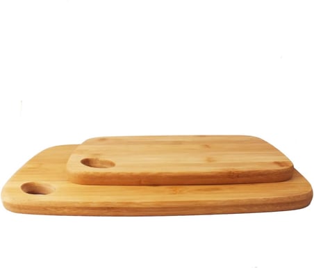 2'li Bambu Kesme Tahtası Dikdörtgen Özel Tasarım, Bambu Kesme Tahtası - Büyük 33x24x1cm Küçük 28x20x1cm