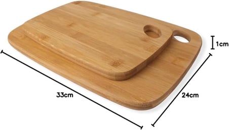 2'li Bambu Kesme Tahtası Dikdörtgen Özel Tasarım, Bambu Kesme Tahtası - Büyük 33x24x1cm Küçük 28x20x1cm