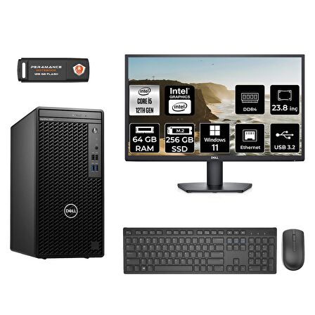 Dell OptiPlex 3000MT i5 12500 64GB 256GB SSD W11H N010O3000MTAC MASAÜSTÜ PC & 23.8" MONİTÖR 