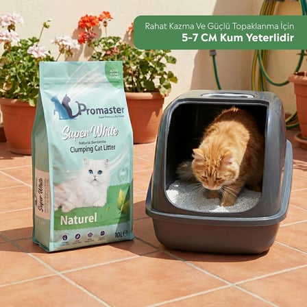 Süper Beyaz Doğal Bentonit Topaklanan Kedi Kumu Natural Kokusuz 10 LT
