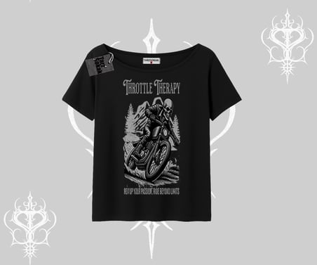Kayık Yaka Tshirt Throttle Therapy No Brakes Just Freedom