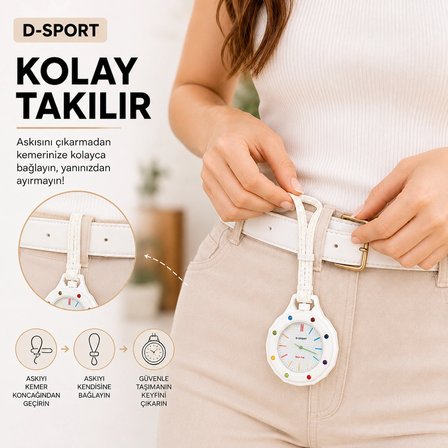 D-SPORT Boyol Pop Çanta Süsü Anahtarlık Saat Premium Deri Askılı Dekoratif Aksesuar