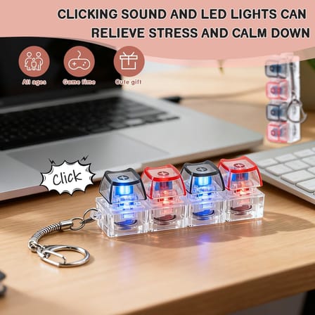 2 Adet Klavye Fidget Oyuncak, LED Işıkları ile Fidget Anahtarlık Klavye, Kedi Şekli Klavye Dekompresyon Düğmesi Parmak Tıkırtı Oyuncaklar, Düğme Stres Giderici Stres Rahatlama Fidget Stres