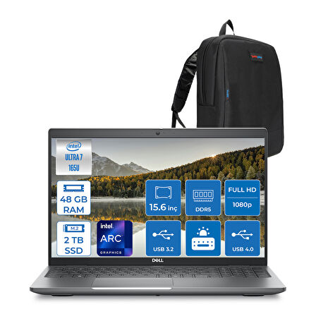 Dell Latitude 5550 Intel Ultra 7 165U Aı 48GB Ddr5 2tb SSD Intel Graphıc Fhd IPS Freedos Taşınabilir Bilgisayar N015L555015F14+ZETTAÇANTA