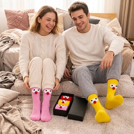 Biçomi Yumuşak Adım 3D Neşeli Soket Çorap Seti (6'lı Özel Hediye Kutulu)