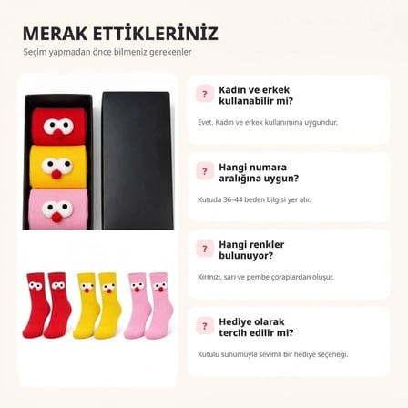 Biçomi Yumuşak Adım 3D Neşeli Soket Çorap Seti (6'lı Özel Hediye Kutulu)