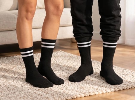 Bicomi Unisex 6'lı Kolej Çizgili Uzun Soket Çorap Seti | Kaymayan Lastikli, Nefes Alan Pamuklu Günlük & Spor Çorap