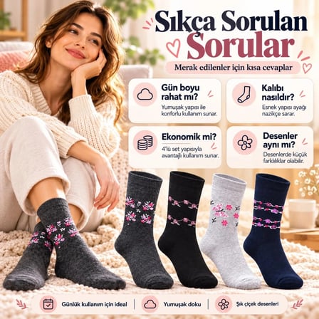 Biçomi Terletmeyen Pamuk Karışımlı Kadın Günlük Soket Çorap Seti (12 Çift Çok Renkli)