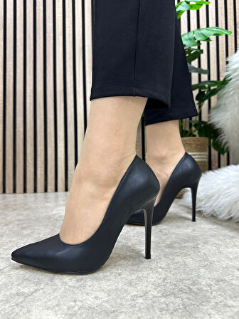Günlük Kadın Stiletto Sivri Burun Düz Sade Şık Rahat Tırtıklı Taban İnce Topuklu Ayakkabı  289