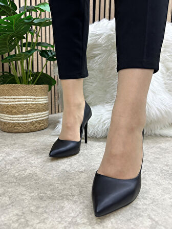 Günlük Kadın Stiletto Sivri Burun Düz Sade Şık Rahat Tırtıklı Taban İnce Topuklu Ayakkabı  289