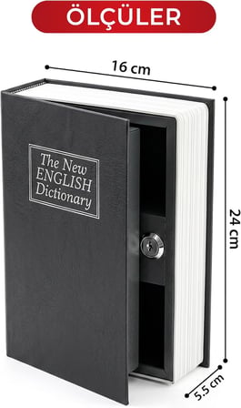 Aprilla SB-8803 Kitap Görünümlü Para Kasası, Anahtarlı Gizli Saklama Kutusu GRİ