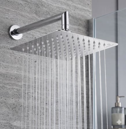 Mayaglory 25x25 cm Kare Paslanmaz Çelik Tepe Duş Başlığı - Kireç Önleyici Silikon Nozullu, Ultra İnce Tasarım, Geniş Yağmur Akışlı Banyo Duş Başlığı, Krom