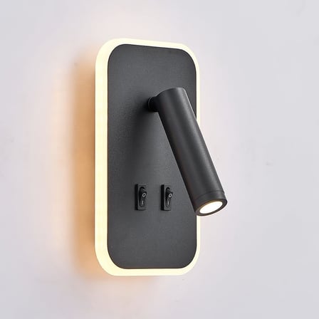 Tuvalu Dekoratif Yatak Başı Lambası Cata13 Watt Gün Işığı Çift Kademeli Baş Ucu Kitap Okuma Lambası Led Aplik Gece Lambası Siyah