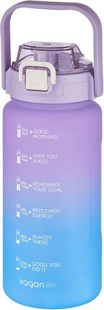 1500ml -Yenilenen Renkler- Pipetli/Pipetsiz Kullanım Çift Renk SoftTouch Motivasyon Matarası Çıkartma Hediyeli