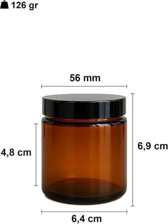 100 ml Cam Kavanoz Amber 100 cc Kozmetik Krem Kavanozu Siyah Kapaklı 6 Adet