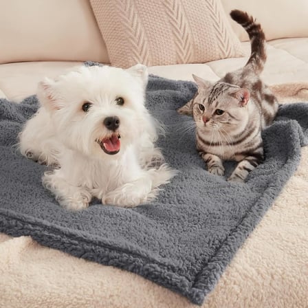 Kedi Köpek Battaniyesi Premium Peluş Evcil Hayvan Uyku Battaniyesi Yıkanabilir Gri (80x100)