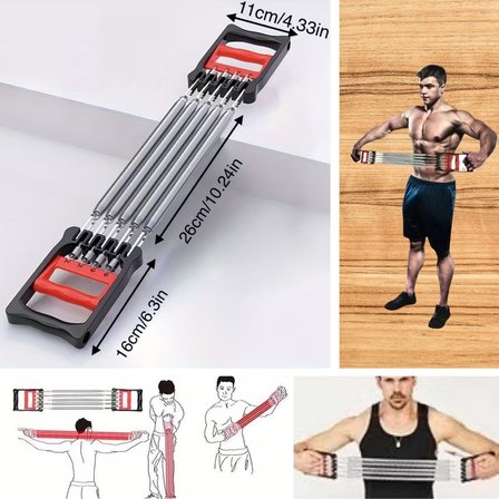 Göğüs Genişletme ve Kuvvet Egzersiz Aleti – 5 Yaylı 5 Kademeli Ayarlanabilir Fitness ve Kuvvet Antre